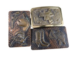 1950&#39;s Brass/hammered copper Belt buckle lot of 3 - £105.09 GBP
