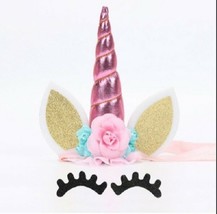 Unicorn Cake Topper Set 5-1/2&quot; Tall X 4&quot; Wide Pink USA Seller - $8.99