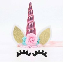 Unicorn Cake Topper Set 5-1/2&quot; Tall X 4&quot; Wide Pink USA Seller - £7.10 GBP