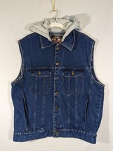 Vintage Eagles Ridge Outfitters Grunge Punk Hooded Denim Jean Jacket Vest- Large - £10.97 GBP