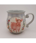 Pioneer Woman Novelty Gingham Pig Mug Gray Ceramic Cup 16oz New - £10.30 GBP
