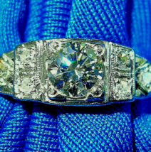 Earth mined Diamond Art Deco 1920s Engagement Ring Antique Platinum Solitaire - $6,566.07 CAD
