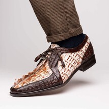 Caribe Rustic Caiman Crocodile Dress Derby's Shoes White / Brown image 10