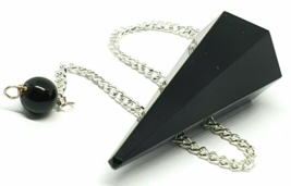 Black Obsidian Point Pendulum Dowser Gemstone Scrying Removes Negative Energies - £4.84 GBP