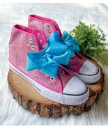 JoJo Siwa Shoes Size 4 Legacee High Top Blue Bow Sneakers Pink Glitter G... - €19,93 EUR