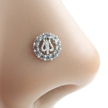 Cute Floral Trishul Real 925 Sterling Silver White CZ Studded Screw Nose Stud - £11.41 GBP