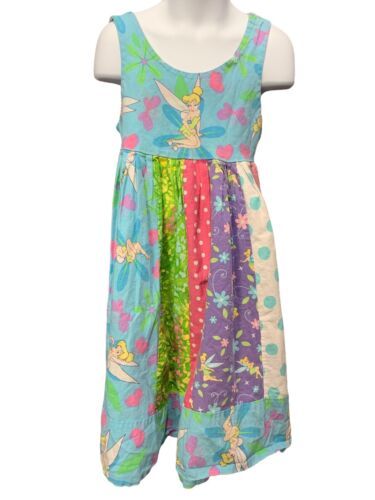 Tinker Bell Dress Girls Patchwork Empire Waist Cotton Boutique Sundress - $9.50