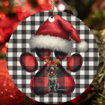 Reindeer German Wirehaired Pointer Dog Buffalo Plaid Christmas Ornament ... - $15.79