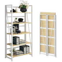 No-Assembly Folding Bookshelf Storage Shelves 5 Tiers Vintage Multifunctional Pl - £166.45 GBP