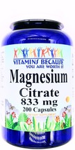 200 Capsule Magnesium Citrate 833mg High Potency Extra Strength Pill - $18.90