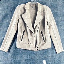 Lucky Brand Womens Size Small Soft Beige Tweed Asymmetrical Snap &amp; Zip Jacket - £16.78 GBP