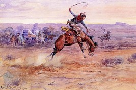 Bucking Bronco by Charles Marion Russell Western Giclee Art Print + Ships Free - £31.17 GBP+