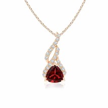 ANGARA 1 Ct Trillion Garnet Solitaire Pendant with Diamond Swirl in 14K Gold - £772.72 GBP