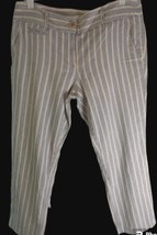 Ann Taylor Loft Pants 6 BLUE/WHITE Stripe Linen Blend Pockets Marisa - £11.73 GBP