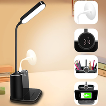 Small Desk Lamps for Home Office with USB Charging Port Pen Holder Battery Displ - £25.39 GBP
