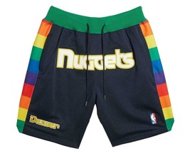 Men&#39;s Denver Nuggets Basketball Game Shorts Stitched Pants Black - £39.26 GBP