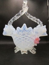 FRANZ WALZ GLASS BASKET TWISTED HANDLE FLOWERS, AS IS 10 1/2 x 9&quot; - £23.30 GBP