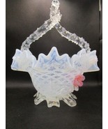 FRANZ WALZ GLASS BASKET TWISTED HANDLE FLOWERS, AS IS 10 1/2 x 9&quot; - $35.19 CAD
