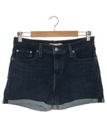 Levis Jean Shorts Womens 28 Denim Mid Length Rolled Cuff Stretch 90s Dar... - $24.74