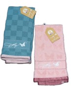 Set of 2 Dolly Parton Signature Butterfly Kitchen Towel Blue  And Pink  - $300.97 MXN