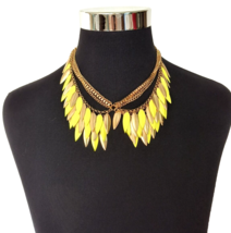 Napier Women&#39;s Statement Necklace Yellow/Gold Color Leaves  Adjustable C... - £15.98 GBP