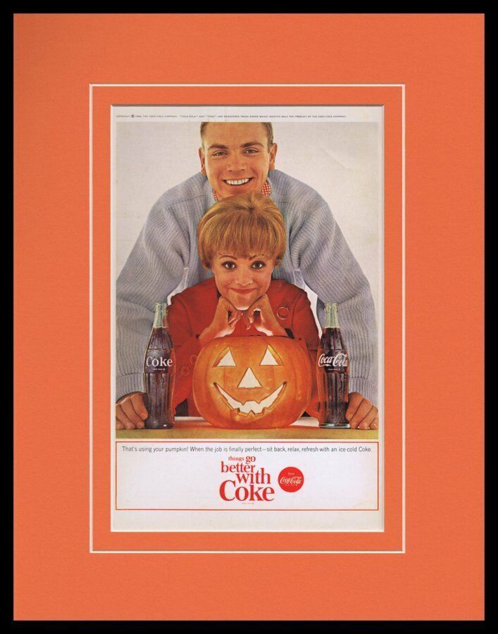 Primary image for 1964 Coca Cola Halloween Framed 11x14 ORIGINAL Vintage Advertisement