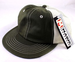 Mesh Bio-washed Baseball Cap Hat by Magic Headwear Trucker NWT Olive Green - £3.89 GBP