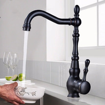 Kitchen Sink Sink Black Bronze Faucet Personality Ceramic Handle Black Copper Ho - £63.98 GBP