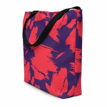 Abstract Brush Art Design Violet Red Beach Bag - £34.06 GBP