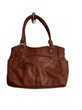 Rosetti Womens Purse Handbag Brown Faux Leather Double Handle Lots of Pockets - £22.68 GBP
