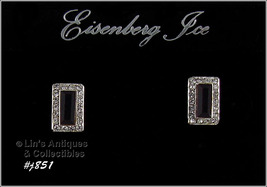 Eisenberg Ice Earrings Dark Red and Clear Rhinestones (#J851) - £23.90 GBP