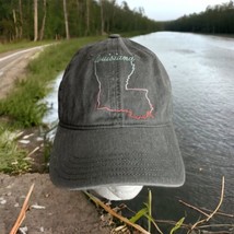 Louisiana Map Outline Adult Baseball Cap Embroidered Cotton Gray Adjustable Hat - £15.81 GBP