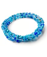 Blue Long Seed Bead Necklace, Czech Glass Bead Necklace, Long Layering N... - $21.00