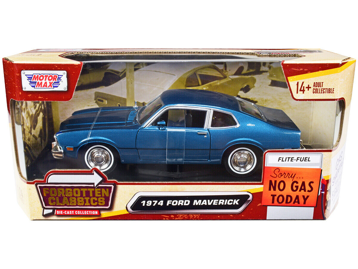 1974 Ford Maverick Blue Metallic Forgotten Classics Series 1/24 Diecast Car Moto - $37.04