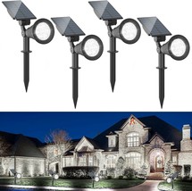 4 Pack Solar Spot Lights Outdoor 7 LED IP65 Waterproof Cold White NEW - £32.01 GBP