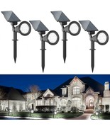 4 Pack Solar Spot Lights Outdoor 7 LED IP65 Waterproof Cold White NEW - £31.32 GBP