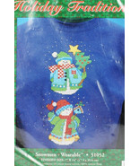 Candamar Designs 1998 Snowmen Holiday Traditions Wearable Cross Stitch Kit 51052 - $14.84