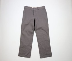 Vintage Dickies Mens Size 34x30 Distressed Spell Out Work Mechanic Pants Gray - £38.91 GBP