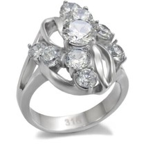 1.75Ct Round Cut Cluster CZ Stainless Steel Cocktail Fashion Women Ring Sz 5-10 - £42.96 GBP