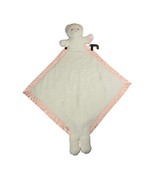 My Banky Large Plush Lovey White Baby Security Blanket Bear Pink Satin T... - £12.80 GBP