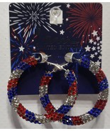 I Am Limited Edition Patriotic Red White Blue Round Earring - $273.16 MXN