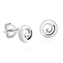 Unique and Beautiful Spiral Cut-Out Round Sterling Silver Stud Earrings - $9.49