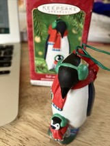 Hallmark penguin Christmas Ornament 2001 Safe And Snug #1 porcelain Keep... - $12.19