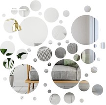 48 Pcs Mirror Wall Stickers Acrylic Mirror Setting Round Peel And Stick Mirror - £26.33 GBP