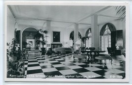 Main Lobby Interior Greenbrier Hotel White Sulphur Springs WV RPPC postcard - $7.43