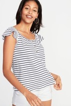 Old Navy Women&#39;s S/S Striped Relaxed Flutter-Sleeve Textured Top Sz XL NWT - £15.58 GBP
