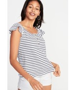 Old Navy Women's S/S Striped Relaxed Flutter-Sleeve Textured Top Sz XL NWT - £15.51 GBP