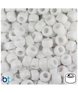 BeadTin White Opaque 9mm Barrel Plastic Pony Beads (500pcs) - $55.85 MXN