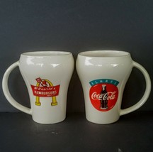 Coca Cola McDonald&#39;s Hamburgers Coffee Mug Lot of 2 Ceramic Cups - £15.46 GBP