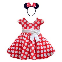 DH Girls Toddlers Cap Sleeves Skirt Vintage Polka Dot Dress With Headban... - £13.40 GBP+